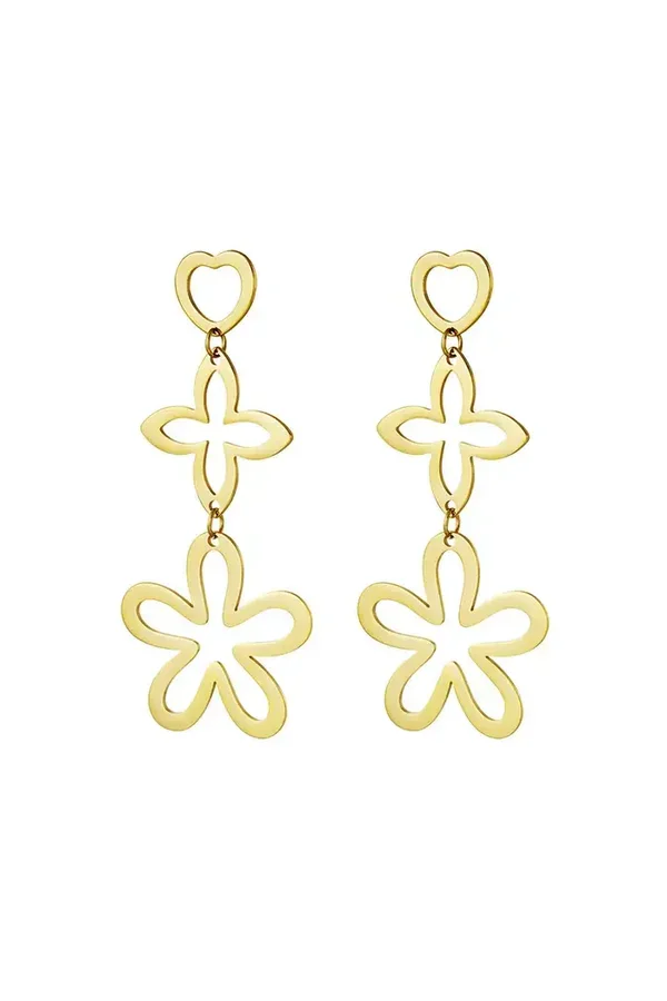Statement oorbellen drie bedeltjes Goud Stainless Steel