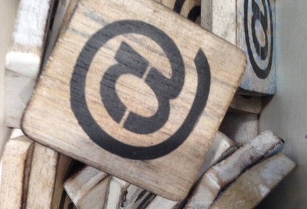 Houten symbolen: 6x6 cm