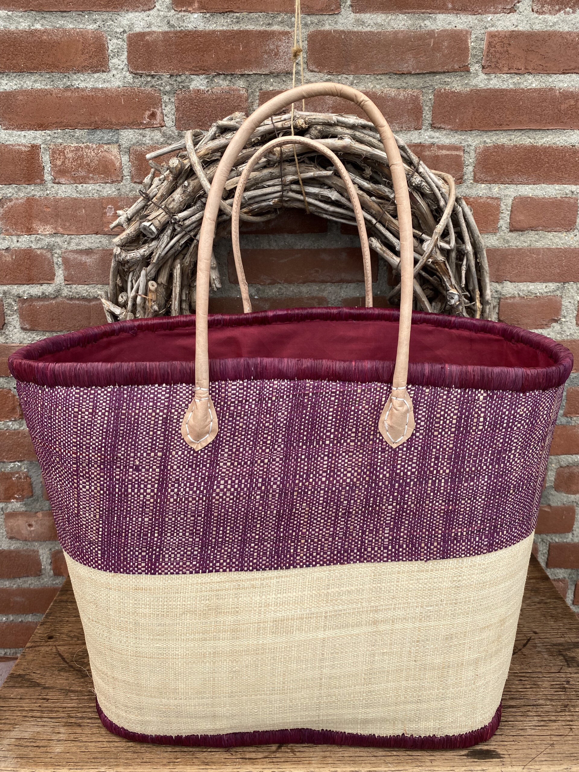 grote strandtas of boodschappentas, bordeauxrood