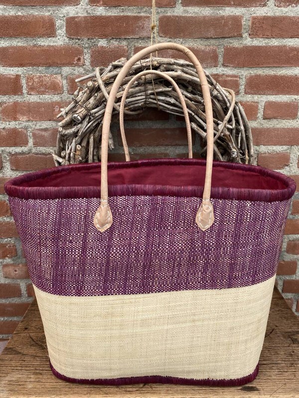 grote strandtas of boodschappentas, bordeauxrood