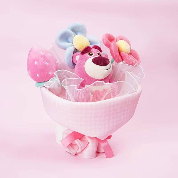 ‏*"Strauß mit Plüschfigur und lila Rose"*