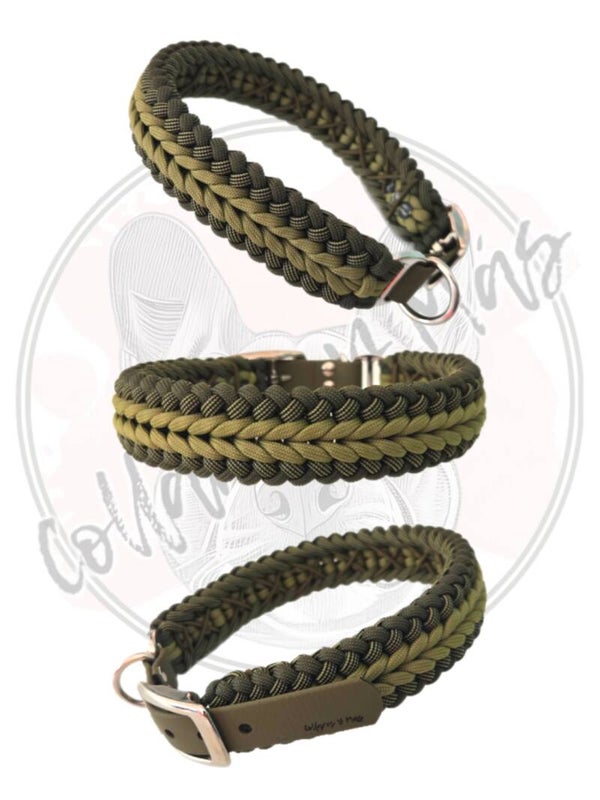 Adjustable paracord dog collar - Design Smoothie - Green - W: 31mm