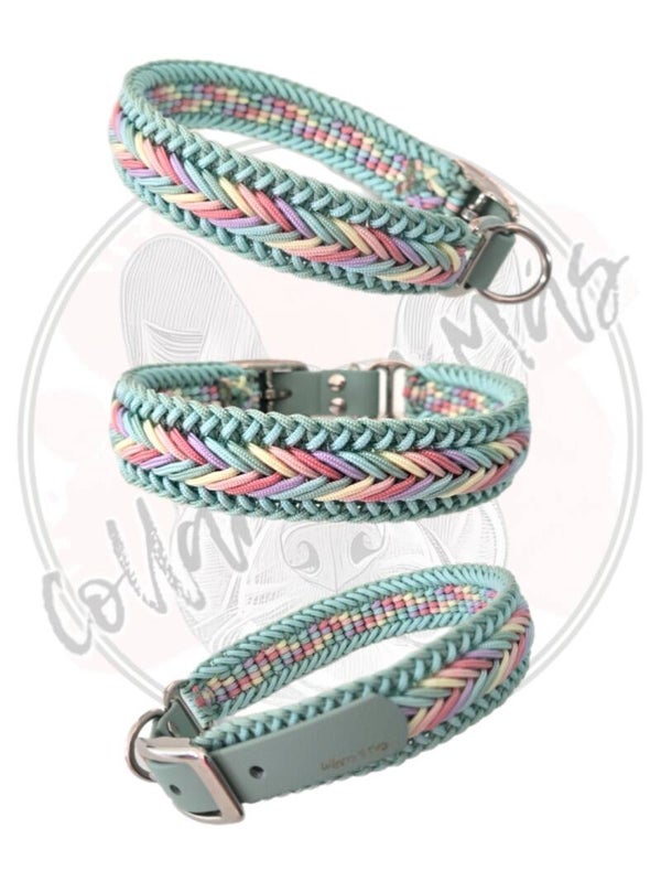 Adjustable paracord dog collar - Design Beauty - Pastel - W: 28mm