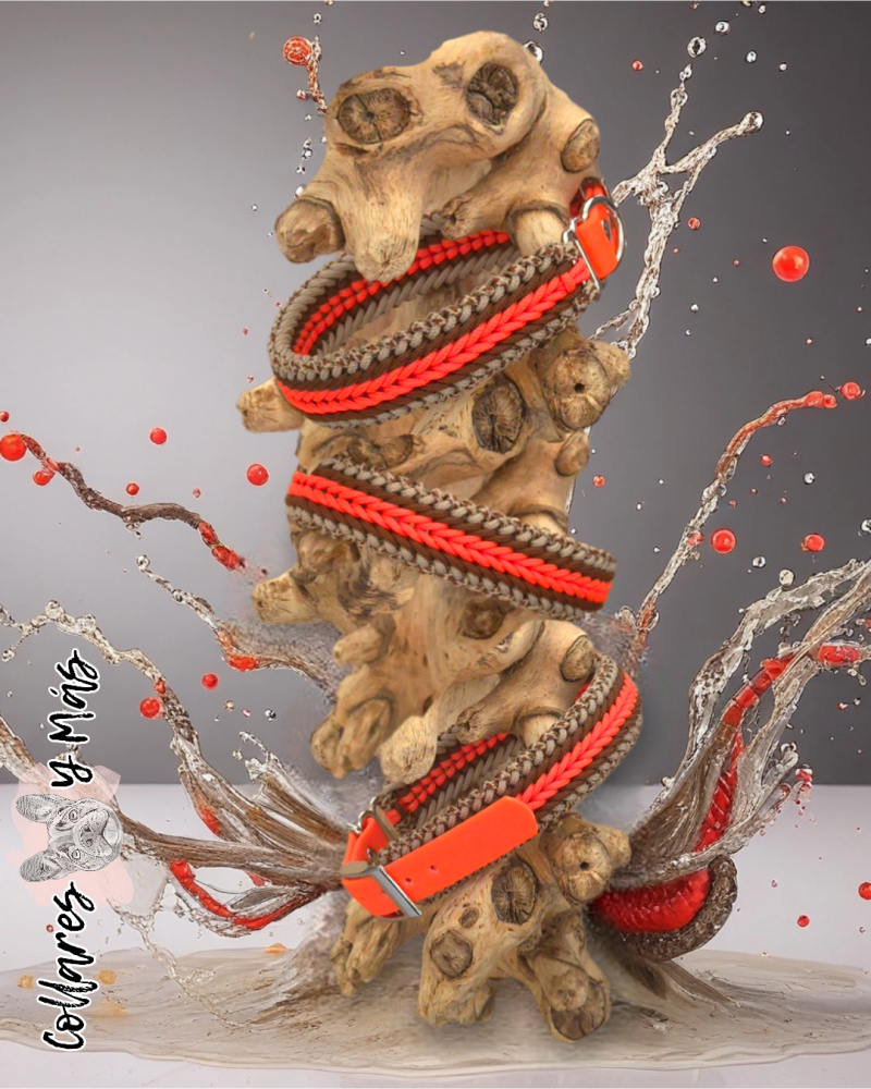 Durable strong stylish handmade paracord dog collar, flea collar Cover-Up