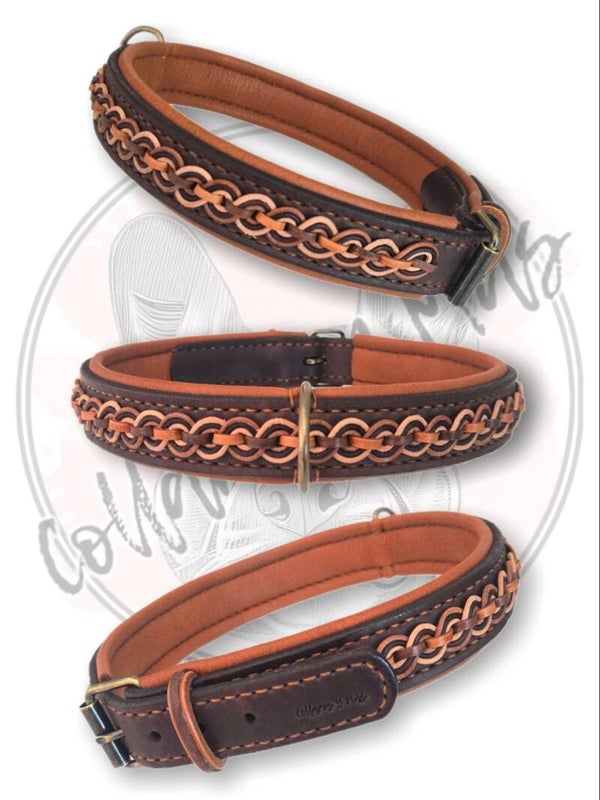 Adjustable Greased Leather Dog Collar - Limited Edition - Brown - W: 32mm