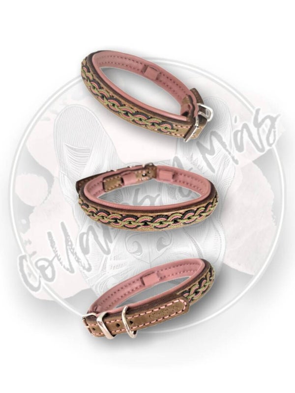 Luxurious Greased Leather Dog Collar - Seresto Cover-Up  - Olive green - W: 19mm