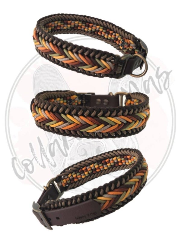Adjustable paracord dog collar - Design Beauty - Multicolor Fall - W: 26mm