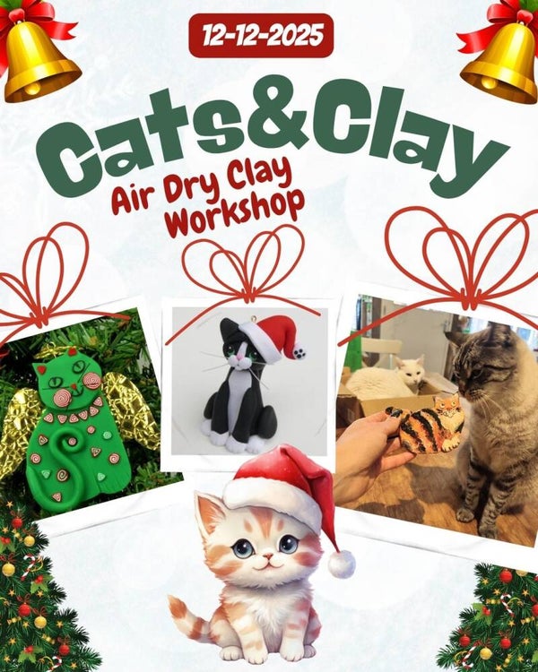 Cats & Clay workshop Vrijdag 12 december 2025 18.30-20.30 uur