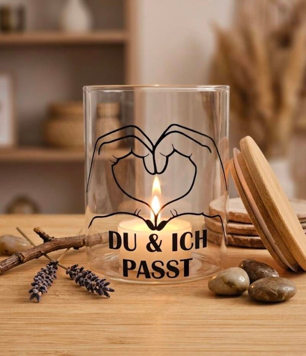 Personalisiertes Glas DU & ICH PASST