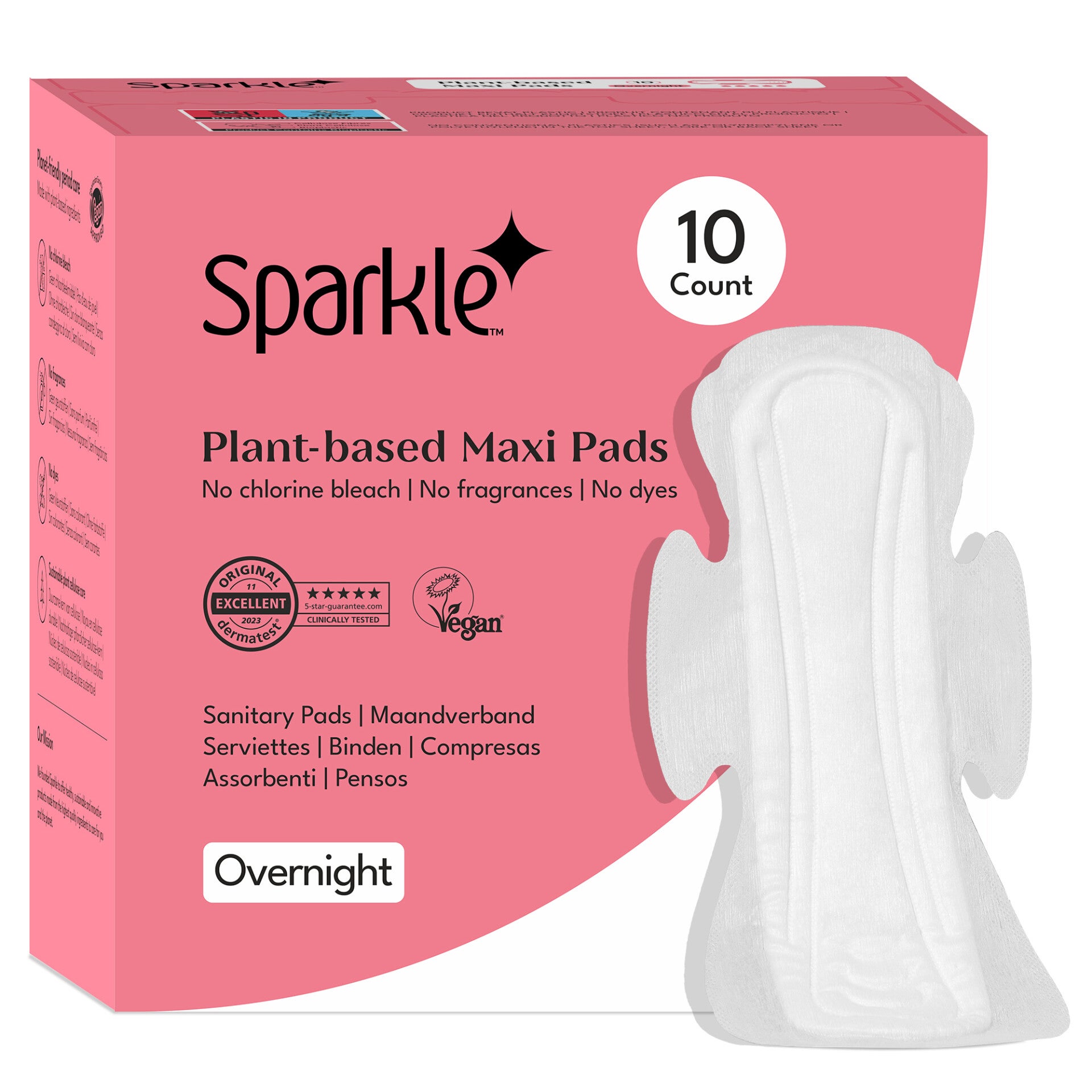 Sparkle Maxi Pads Overnight - 10 pieces