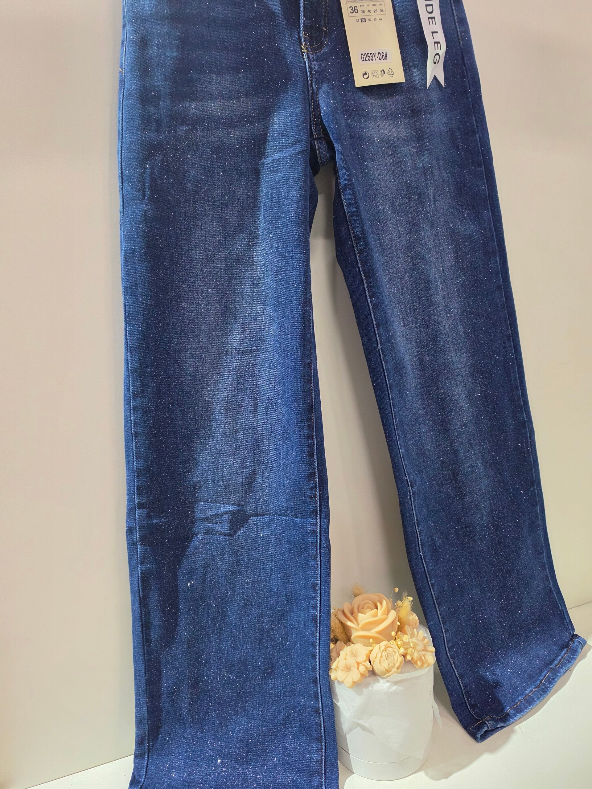 Plussize jeans glitter blauw Rh124