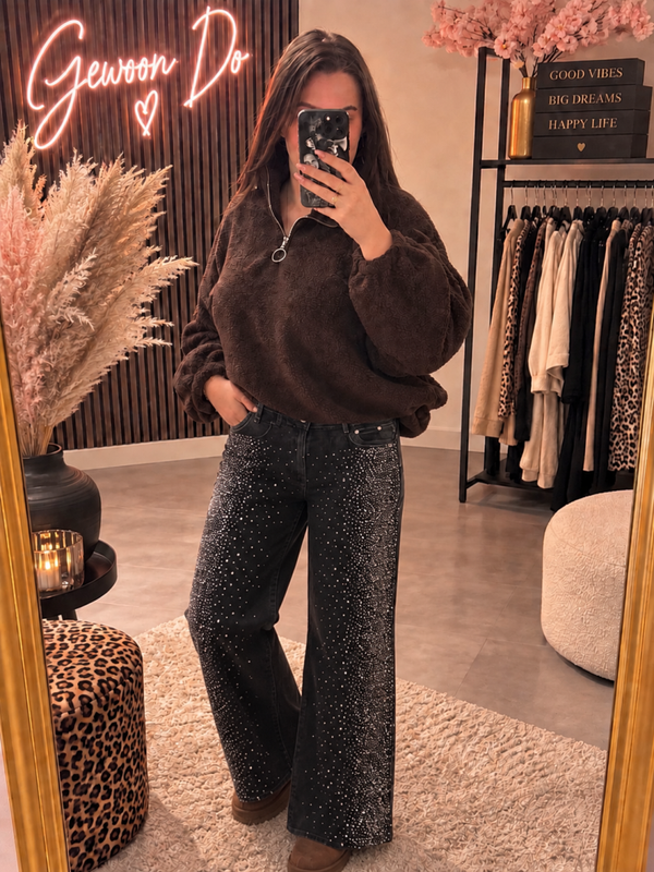 Jeans zwart glitter