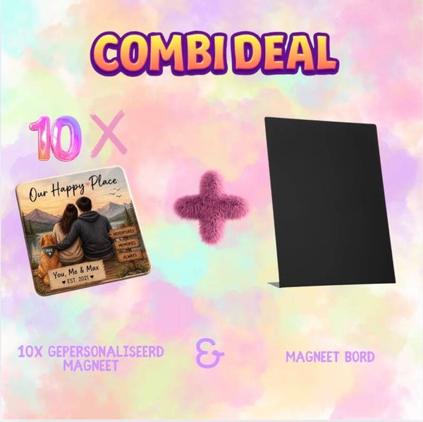 Combi Deal - 10x Gepersonaliseerde Magneet & Magneet Bord