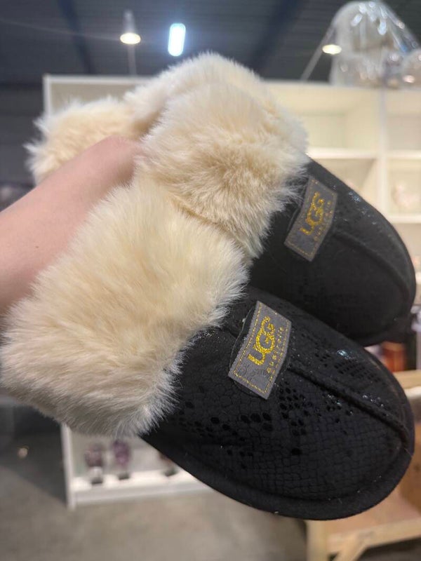 Pugg Sloffen Slang Glitter - Zwart