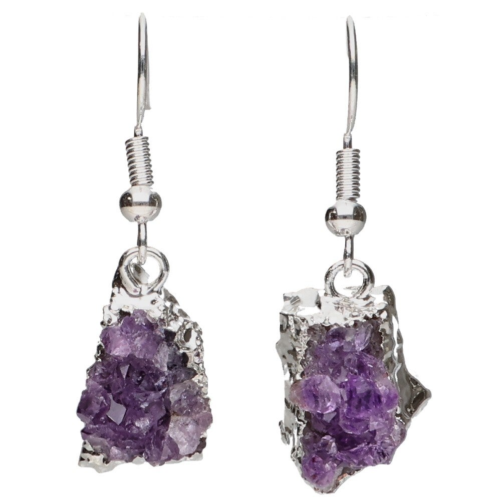 Boucles d'oreilles Améthyste Druse en plaqué argent