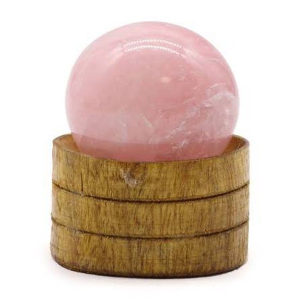 Sphère en cristal de gemme 50 mm - Quartz rose avec support