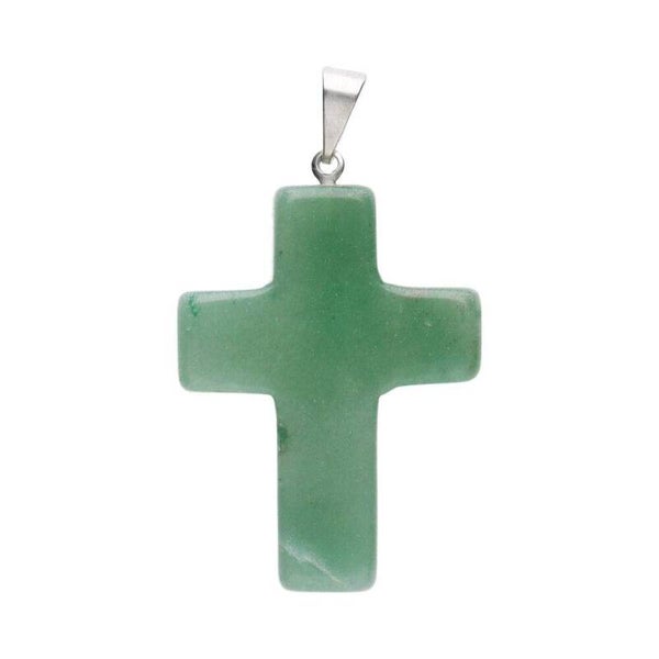 Pendentif croix en quartz vert