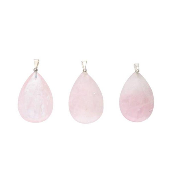 Pendentif en forme de goutte en quartz rose