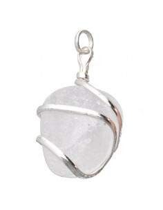 Pendentif en quartz spiralé plaqué argent