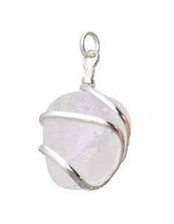 Pendentif en quartz spiralé plaqué argent
