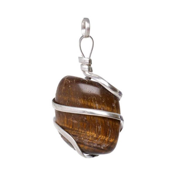 Pendentif Oeil de Tigre avec spirale plaquée argent