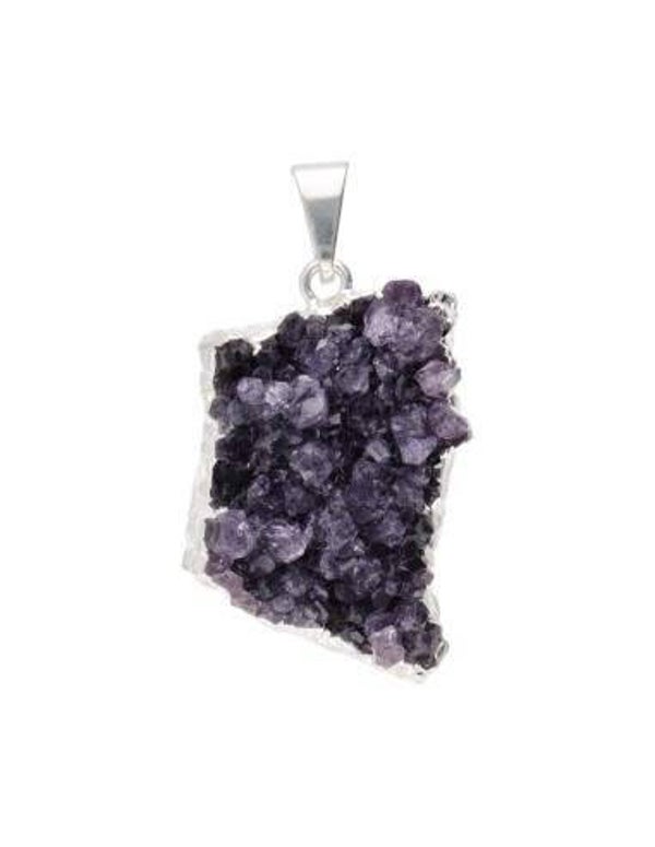 Petit pendentif Druse en améthyste plaqué argent