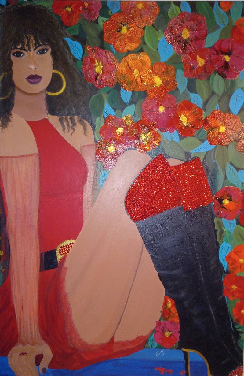 "Fantasy Island". Acrylic collage on canvas. 30"x40".