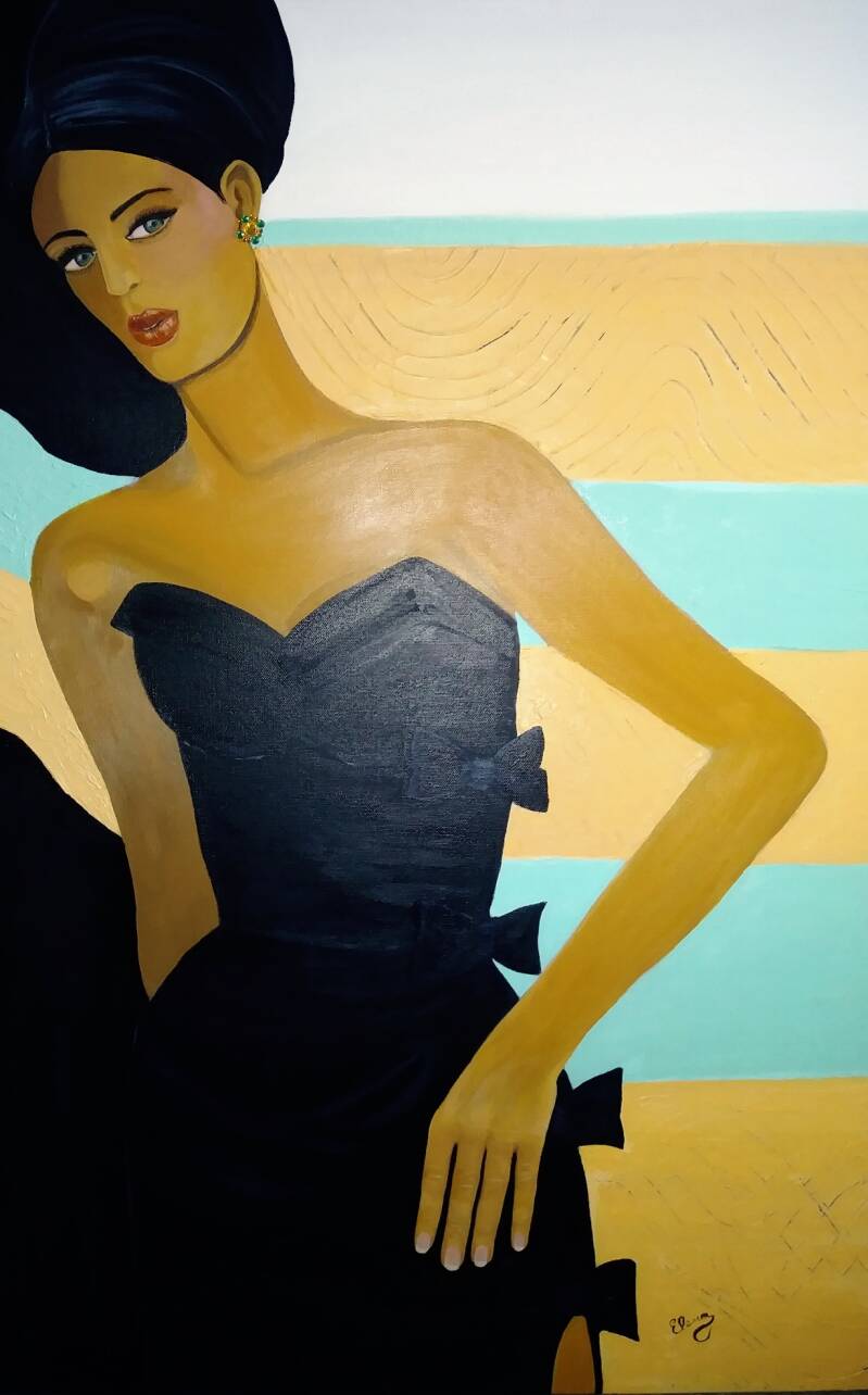 "Garden Walk". Acrylic collage on canvas. 30"x40".