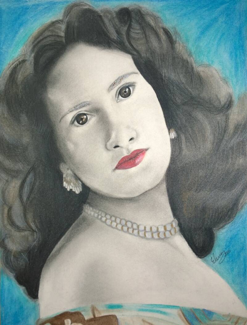 "Mom at 19 years old". Color Pencil & Pencil on Stonehenge Paper. 11"x14".