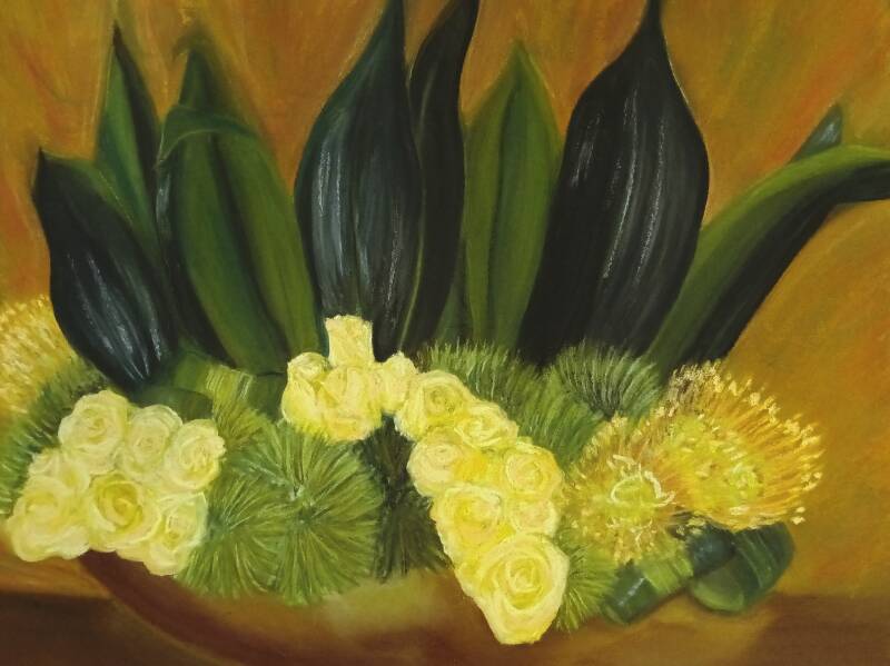 "Yellow flowers". Soft Pastels on Sennelier Paper. 12"x 15 3/4".