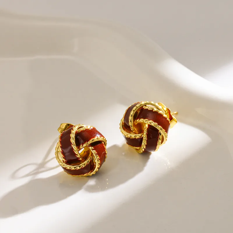 Royal Burgundy Ribbon Studs