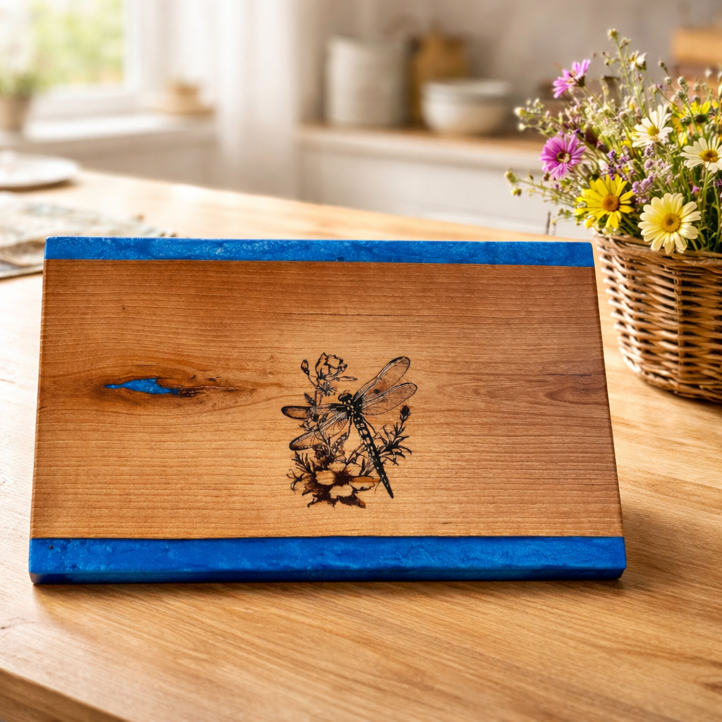 BLUE EPOXY DRAGONFLY SERVING BOARD