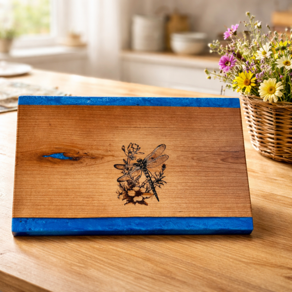 BLUE EPOXY DRAGONFLY SERVING BOARD