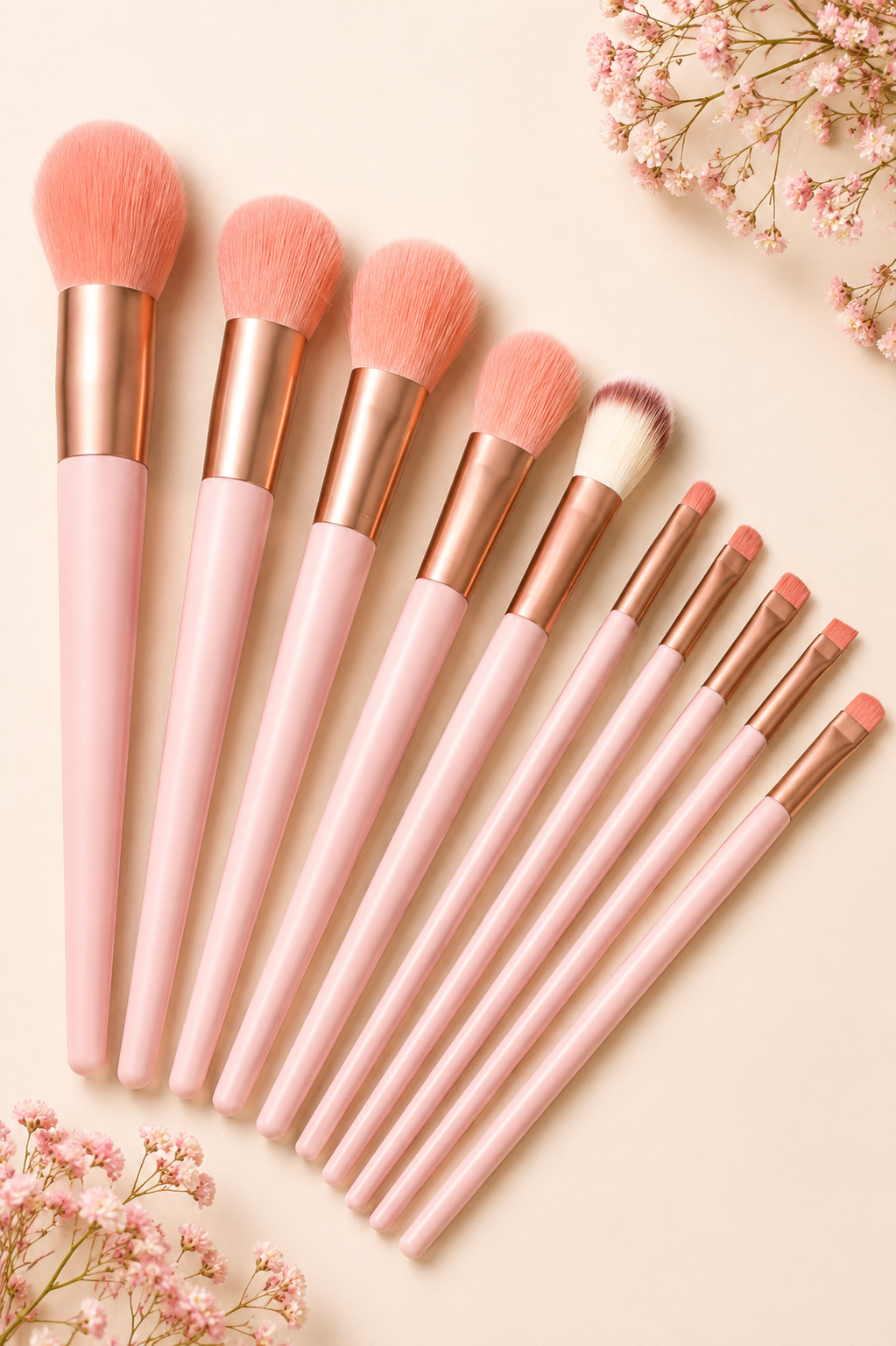 💖 Pink Professional Makeup Brush Set – 13 Pieces