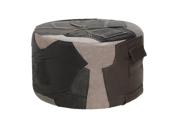 Runder Sitzpuff aus Leder