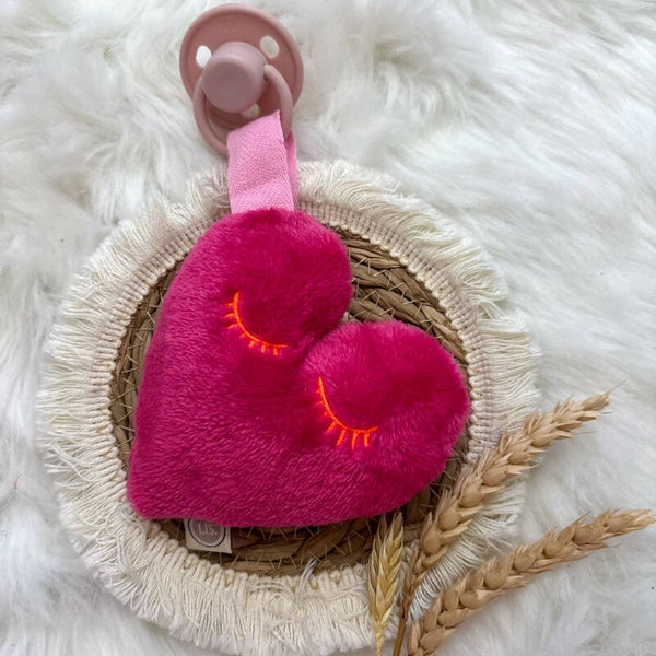 Speenkoord Heart - Fuchsia