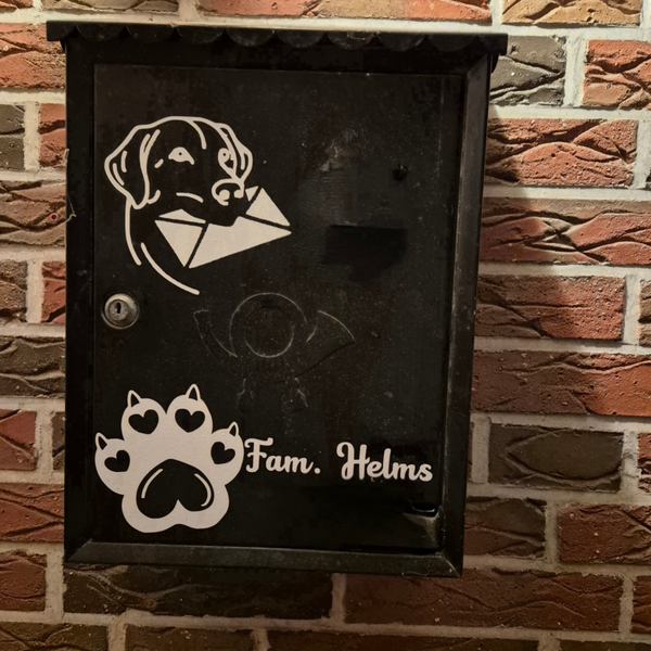 Briefkasten Namensschild Hund personalisierbar – 3-teiliges Set