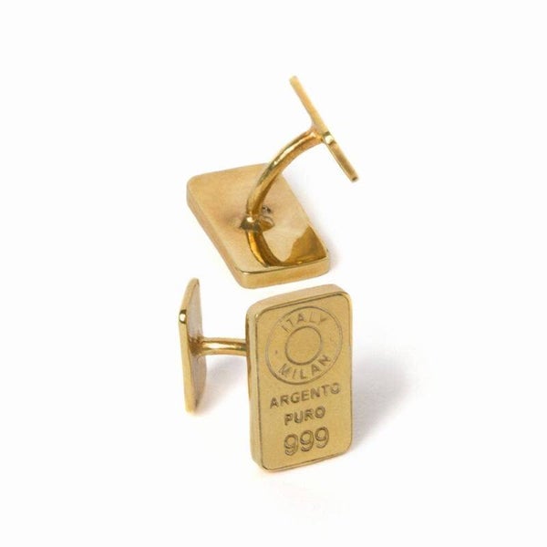 Gemelos de plata bañada en oro