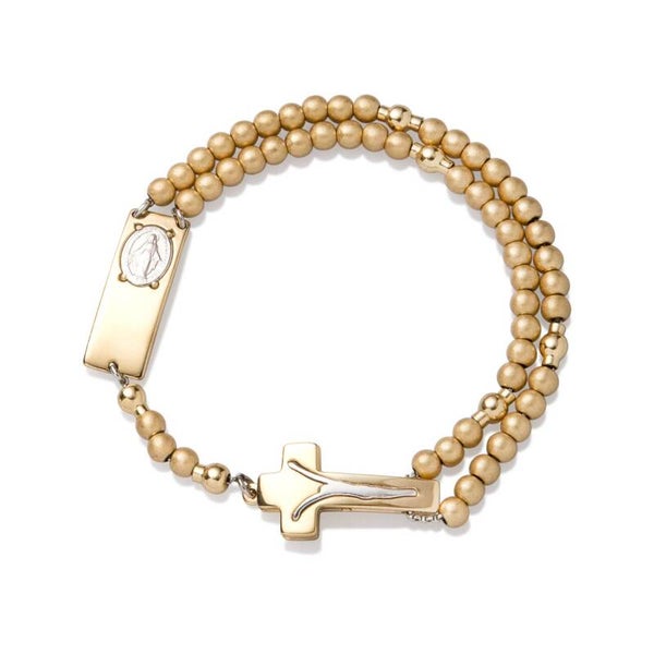 Magnificat Rosalet® — Cuentas redondas de oro mate, perlas Pater de oro brillante, modernas