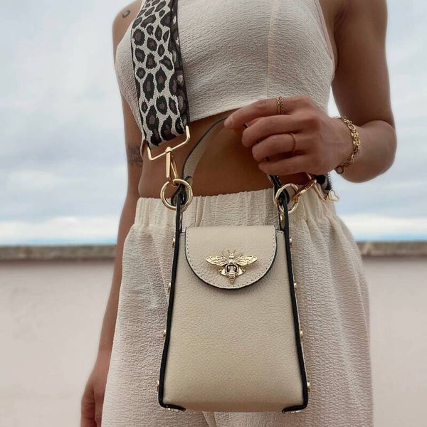 Bolso Abeja de color blanco cremoso