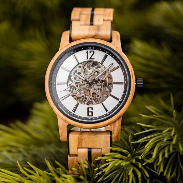 Reloj Brújula - Madera de olivo