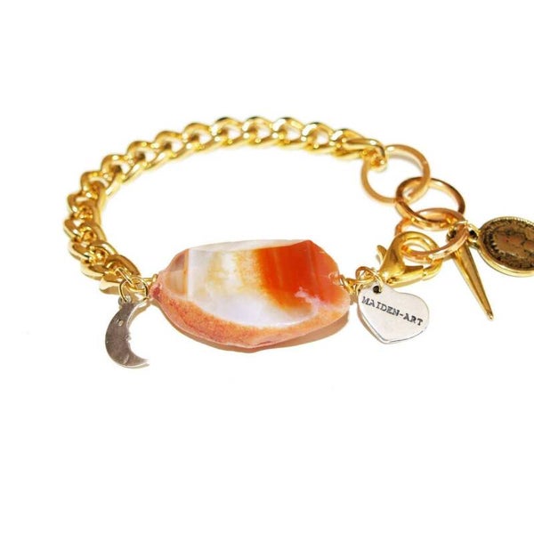 Pulsera de oro con piedra de ágata