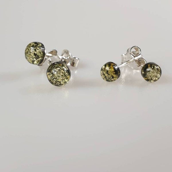 Pendientes de ámbar verde