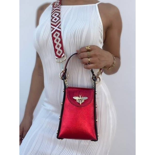 Bolso Abeja rojo metalizado
