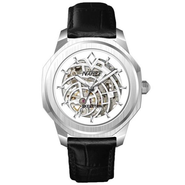 Nappey Skeleton de cuero blanco y plateado 115X94X766