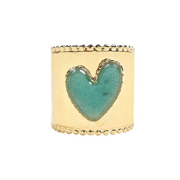 Anillo de Corazón Amazonita Verde