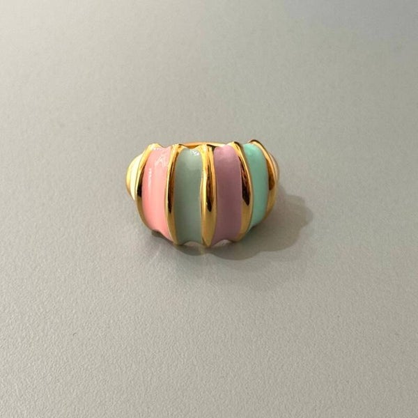 Anillo de esmalte de acero inoxidable colorido Mousse