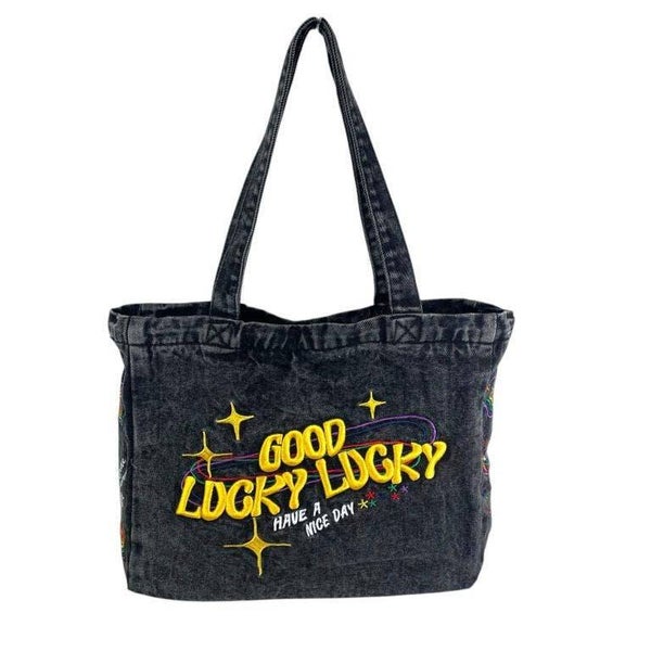 👜 BOLSO DE ALGODÓN Y TELA VAQUERA-NEGRO