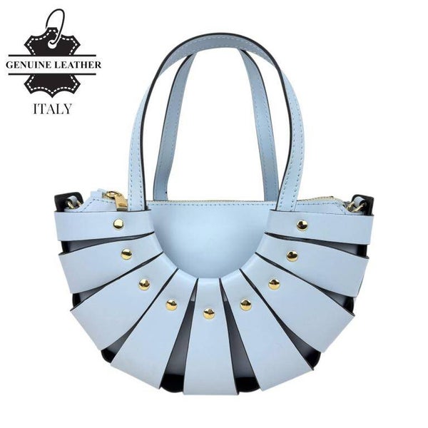 Bolso de Mano en Piel con Diseño Original y Tachuelas – Modelo 58054 - Blue