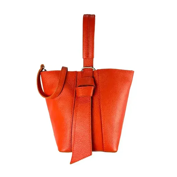 Bolso de Mano Tote de Piel Auténtica con Cambiador de Bolso.Naranja